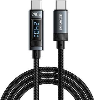 Jansicotek USB C Cable with LED Display, 1-Pack 3.3FT Nylon Braided USB C to USB C Cable, 240W PD Fast Charging Type-C Cable for lPad Mini/Air/Pro, MacBook Pro, Samsung Galaxy S22/S10, Pixel, LG