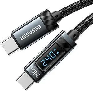 Jansicotek 6.6ft 240W USB C to USB C Cable 1 Pack, Type C to Type-C Cable,LED Display USBC to USB-C Fast Charging Cable Compatible with MacBook Air/Pro, iPad Pro 12.9/11/Air, Samsung Galaxy S22