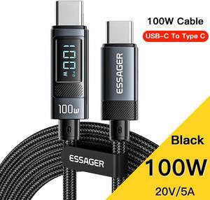 Jansicotek 3.3ft 100W USB C to USB C Cable 1 Pack, Type C to Type-C Cable,LED Display USBC to USB-C Fast Charging Cable Compatible with MacBook Air/Pro, iPad Pro 12.9/11/Air, Samsung Galaxy S22