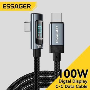 Jansicotek 100W L Shape USB C to USB C Cable 1-Pack 3.3FT Type C Fast Charging Cable with LED Display Compatible with MacBook Pro 2022, iPad Pro 2022, iPad Air 5, Samsung Galaxy, Pixel, PS5, Switch