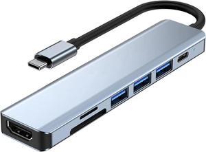 Jansicotek USB C Hub/Adapter, 7 in 1 with 4K HDMI Output, USB 3.0, 2 USB-A, SD/TF Card Reader, 100W PD, USB C Dongle for MacBook Pro/Air, XPS More Type C Devices