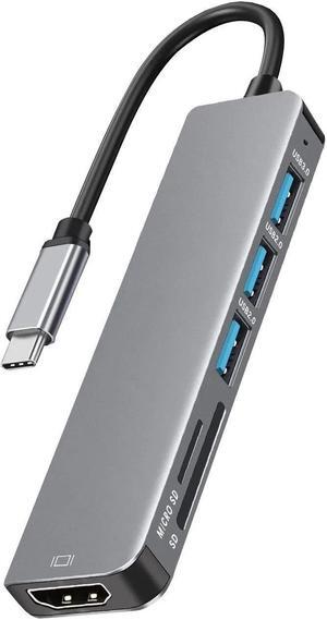 Jansicotek USB C Hub 6 in 1 Multiport Adapter with 4K HDMI Dongle, SD/TF Card Reader, USB 3.0, 2*USB-A 2.0, USBC Docking Station for MacBook Mac Pro/Air, Laptop and Other Type C Laptops