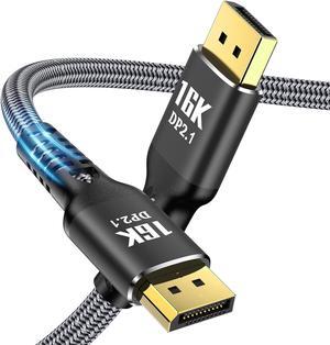 Jansicotek DisplayPort Cable 2.1, 16K 10FT/3M DisplayPort Cable 80Gbps 16K@60Hz, 10K@60Hz, 8K@60Hz HBR3 4K@60Hz/144Hz 5K@60Hz 1080P@240Hz Support FreeSync G-Sync HDR10 for Monitor, Laptop, Gaming