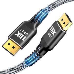 Jansicotek 6.6FT DisplayPort Cable 2.1 [VESA Certified] DP2.1 80Gbps Support 16K@60Hz 8K@120Hz 4K@240Hz HDR, HDCP, DSC 1.2a, Braided Display Port Cable Cord Compatible FreeSync G-Sync Video