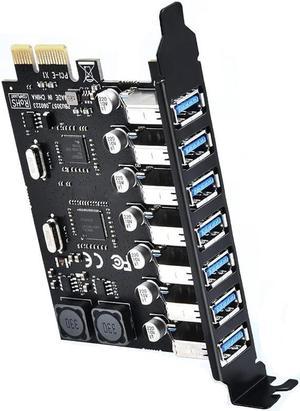 Superspeed 7 Ports PCI-E to USB 3.0 Expansion Card - PCI Express(PCIe) Expansion Card USB Card for Desktop PC Support Win XP Win7 Win 8 Win 10 Win 11 Linux