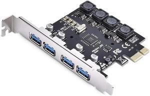 Jansicotek Superspeed 4 Ports PCI-E to USB 3.0 Expansion Card - PCI Express(PCIe) Expansion Card USB Card for Desktop PC Support Win XP Win7 Win 8 Win 10 Win 11 Linux