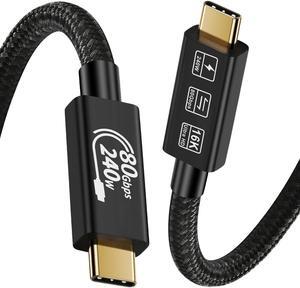 Jansicotek USB4 Cable[1.6Ft] for Thunderbolt 5 Cable USB Type C 240W Fast Charging Cable 80Gbps Data Transfer 16K@60Hz Video Display Cable for SSD, Samsung,Steam Deck,Switch,eGPU,MacBook