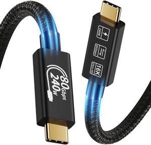 Jansicotek Thunderbolt 5 Cable, USB4 Cable with 240W USB C to USB C Cable, Support 16K Display 80Gbps Data Sync for Thunderbolt 5/4/3, all USB-C Devices [1.6FT/0.5Meter]