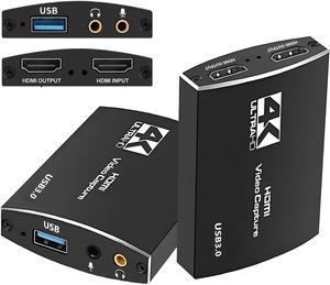 Jansicotek 4K USB Video Capture Card, HDMI Capture Adapter Video Converter 1080P 60fps for Video Game Recording Live Streaming Broadcasting,Support 4K@60Hz HDMI Passthrough