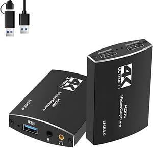 Jansicotek USB Video Capture Card 1080P 60FPS,HDMI Capture Card Switch, 4K@60Hz HDMI Passthrough, Game Capture Card for Live Streaming Video Recording, Screen Capture Device Work with PS4/PC/OBS/DSLR