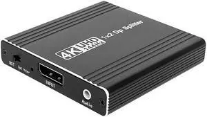 Jansicotek 4K 144Hz DisplayPort Switch 4K Splitter DP 1.4 Switcher Box 1 in 2 Out Supports 4K 60Hz / 4K 30Hz Compatible with PC Host Monitor Laptop etc