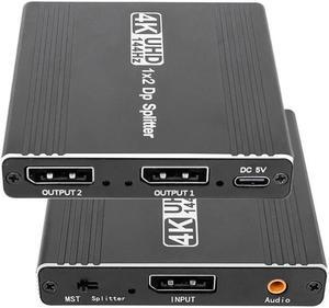 Jansicotek Displayport to Dual Displayport Splitter Adapter,4K144Hz MST Displayport hub 1 in 2 Out Display Port for Dual Monitors,DP1.4 Display Port Splitter for Desktop, Laptop,Extend Display