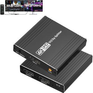 Jansicotek 4K@144Hz DisplayPort to Dual DisplayPort Splitter Adapter 4K 120Hz 60Hz for Dual Monitor Display, MST Display Port Adapter Extend Display 1 in 2 Out, DisplayPort Hub for Desktop PC Laptop