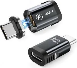 Jansicotek USB-C Adapter, Magnetic USB C Extender, 240W Straight Magnetic USB C Adapter, 24Pin USB4 40Gbps 8K 60Hz Compatible with Thunderbolt 3/4 MacBook Pro/Air
