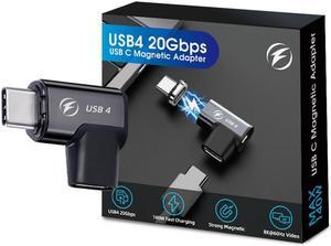 Jansicotek USB-C Adapter 2 Pack,Detachable USB C Adapter 140W 90 Degree Magnetic USB C Extender, Compatible with Thunderbolt 3/4 USB4 20Gbps 8K 60Hz MacBook Pro/Air Laptop PC