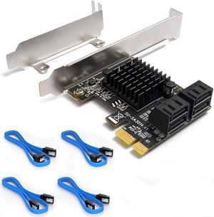 Jansicotek 4-Port PCIe SATA 3.0 Card, Support OS Booting, Including SATA Cables and Low Profile Bracket, Compatible with Windows, Linux, Mac OS, NAS