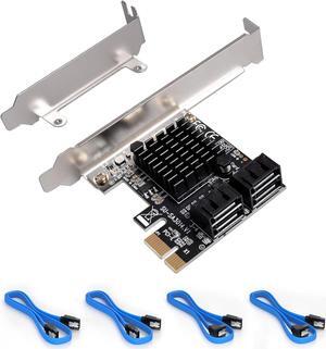 Jansicotek PCI-E X1 to SATA 3.0 Controller Card, 4-Port SATA III 6Gbps Expansion Cards, Supports PCI-Express (1X 4X 8X 16X) Slot, Support SSD and HDD, for Windows10/7/8/XP/Vista/linux