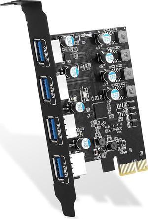 Jansicotek 4-Port (4 x USB-A 3.0) USB 3.2 Gen1 5Gbps PCIe Expansion Card, Compatible with Windows and Linux