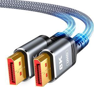 Jansicotek 10ft 32.4Gbps Braided DisplayPort Cable 1.4, 8K 60Hz / 4K 240Hz DisplayPort 1.4 Cable with FreeSync, G-SYNC and HDR for Gaming Monitor, PC, RTX 4080/4090, RX 6800/6900