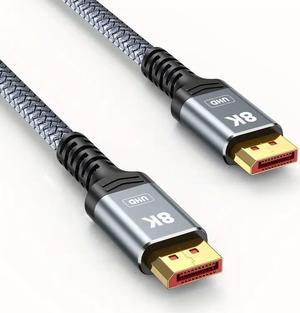 Jansicotek 8K DisplayPort Cable 3.3FT/1M, DP Cable 1.4 Male to Male,Support 8K@60Hz, 4K@144Hz, 2K@165Hz Video Resolution & HDR,Grey
