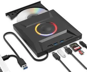 Jansicotek External CD DVD Drive for Laptop Mac with 3 USB Ports and 2 TF/SD Card Slots,USB 3.0 & USB-C CD DVD Optical Disc Reader Burner Player for MacBook Pro Laptop PC Wins 11/10/8/7 Linux Mac OS Jansicotek External CD DVD Drive for Laptop Mac with 3 USB Ports and 2 TF/SD Card Slots,USB 3.0 & USB-C CD DVD Optical Disc Reader Burner Player for MacBook Pro Laptop PC Wins 11/10/8/7 Linux Mac OS