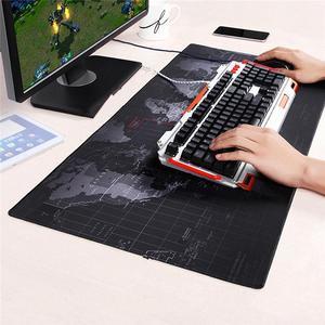 Jansicotek XL 900*400*2mm World Map Speed Keyboard Mouse Pad Mat Computer Gaming Mousepad Locking Edge Table Mat- Non-slip Rubber Base for PC Computer Laptop