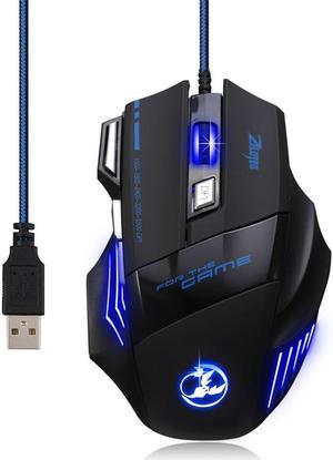 Jansicotek 5500 DPI 7 Button LED Optical USB Wired Gaming Mouse Mice for Pro Game Notebook PC Laptop Computer