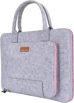 Jansicotek Laptop Sleeve 14-14.6 Inch Felt Laptop case Notebook Computer Case Carrying Case Bag Pouch with Handle for 14"-14.6" Acer / Asus / Dell / Lenovo / HP Grey & Pink