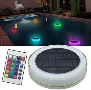 Jansicotek Solar Swimming Pool Light,LED RGBW Garden Party Bar Decoration Light 7 Color Changing IPX68 Waterproof Pool Pond Floating Light With Remote Control for Birthday Decoration