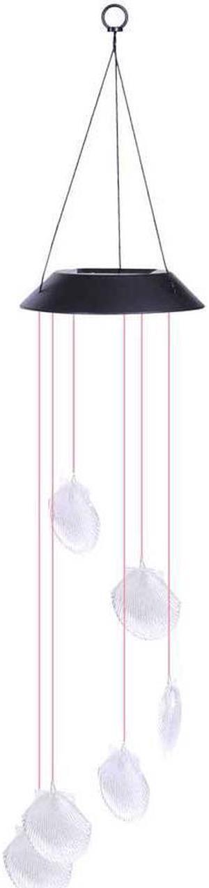 Jansicotek Romantic LED Wind Chime Lights, Solar Color Changing Solar Mobile Wind Chimes Lights Night Light For Home, Party, Festival Days, Garden,Christmas Decoration with Spinning Hook-Sea Shell
