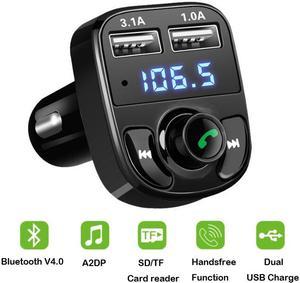 Jansicotek USB 4.1A Car Fast Charger Bluetooth Car Kit Transmissor FM MP3 Player Com LED  Display  Micro SD TF Music Playing