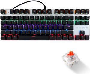 Jansicotek USB Wired Gaming Keyboard 87 Keys Red Switch Mechanical Gaming Keyboard,  with LED Mix-light Anti-ghosting Blacklit for Gamer Tablet Desktop Computer-Black