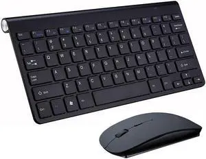 Jansicotek Wireless Keyboard and Mouse Combo,Whisper-quiet 2.4G Metal Ultra-Slim Portable Cordless Keyboard for Computer Desktop,Black