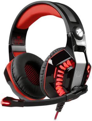 KOTION EACH G2000 2.0 Vibrating Over-ear Gaming Headphones with Mic, 2.2m Cable, LED Light, Noise Reduction Headset for Computer Game, PS4, Xbox One, Laptops, Tablet, Smartphones (Red)