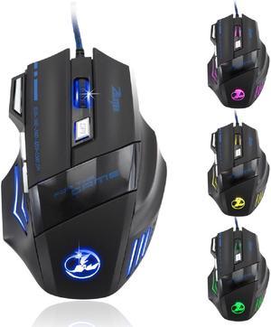 Zelotes T80 Professional LED Optical 5500 DPI 7 Button USB Wired Gaming Mouse Mice for Pro Gamer (Black)