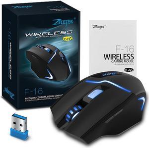 Zelotes F-16 Wireless Mouse USB gaming mouse 2400 DPI wireless mouse gamer mice Adjustable Backlight gaming Mouse For Laptop Desktop PC