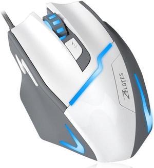 Zelotes T10 Professional 7200 DPI High Precision USB Wired Gaming Mouse mice for PC Mac Computer Laptop,7 Buttons,Multi-Modes LED Lights(White)