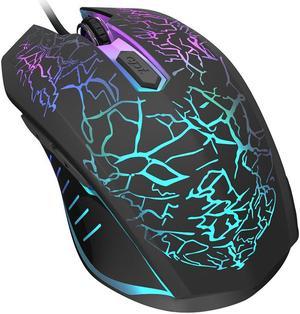 Jansicotek Gaming Mouse Wired [2400 DPI]  [ Breathing Light] Ergonomic Game Computer Mice with 6 Buttons for PC,Gamer,Black