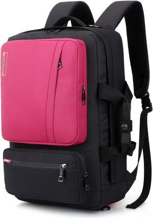 SOCKO Convertible Backpack Messenger Bag Shoulder bag Laptop Case Handbag Business Briefcase Multi-functional Travel Rucksack Fits 17.3 Inch Laptop For Men/Women-Pink