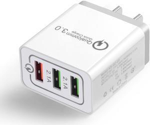 Jansicotek Quick Charging QC3.0 Charger 3 USB Mobile Phone Fast Charging 3 Port Portable Mobile Phone Travel Wall Charger EU US UK Plug