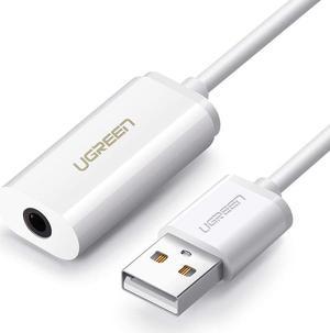 Jansicotek Upgrade 3.5mm External USB Sound Card USB Audio Adapter USB to 3.5mm Aux Converter for Headset, PC, Laptops, Desktops, PS4, Windows, Mac, and Linux White