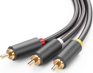 Jansicotek 3RCA Cable,3RCA Male to 3RCA Male Video Audio Stereo Cable Gold-Plated for Set-Top Box,Speaker,Amplifier,DVD Player-  4.5 Feets