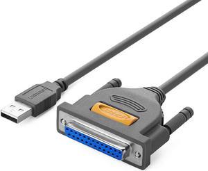 Jansicotek Usb To Db25 Parallel Printer Adapter Cable -  IEEE 1284 Converter for Laptop Desktop PC Supports Windows, Mac OS, Linux,1meter/3.3ft