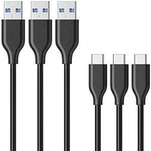 Jansicotek USB C Cable (3Pack, 3ft) Powerline USB C to USB 3.0 Cable with 56k Ohm Pull-up Resistor for Samsung Galaxy Note 8, S8, S8+, S9, iPad Pro 2018, MacBook, Sony XZ, LG V20 G5 G6, and More
