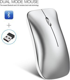 HXSJ Wireless Gaming Mouse, Silent Click, Bluetooth 4.0 + 2.4G  Dual Mode Cordless Computer PC Gaming Mouse Laptop USB Mice, Advanced 1600 DPI Optical Sensor, 3-Button, Ergonomic Grips, White