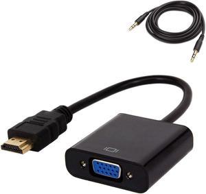 Jansicotek HDMI to VGA Adapter with 3.5mm Audio Jack(Male to Female) for Computer, Desktop, Laptop, PC, Monitor, Projector, HDTV, Chromebook, Raspberry Pi, Roku, Xbox and More - Black