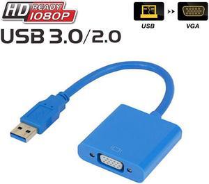 Jansicotek USB 3.0/2.0 to VGA Adapter, High Speed USB to VGA Adapter PC Laptop Full HD External Video Card Multi-Display Video Converter for Win 7/8/10, NO Need CD Driver (Blue)