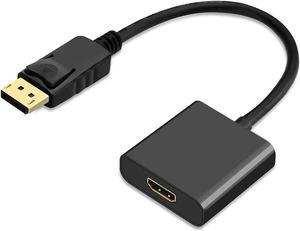 Jansicotek DisplayPort to HDMI Adapter [Gold-Plated] Display Port to HDMI Adapter/DP to HDMI Adapter for HP, ThinkPad, AMD, NVIDIA, Desktop and More - Male to Female, Black