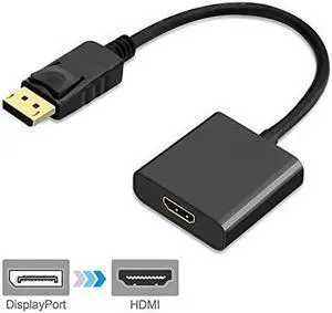 Jansicotek DisplayPort to HDMI Adapter Converter Support 1080P - Male to Female DP to HDMI for DisplayPort Enabled Desktops and Laptops to Connect to HDTV/HDMI Displays - Black