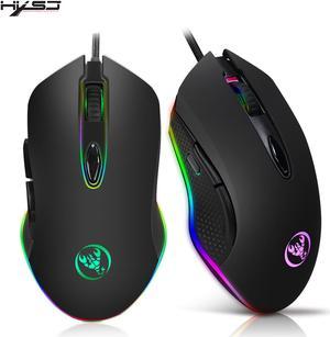 HXSJ Gaming Mouse USB Wired Mouse 6 Buttons 200-4800DPI Optical USB Wired Desktop Mice RGB Backlit For game player